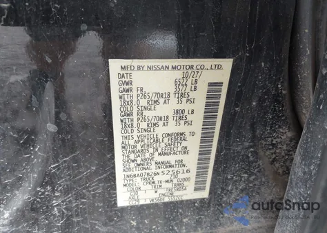 2006 Nissan Titan Xe/Se/Le from USA, damaged, VIN 1N6BA07B26N525616